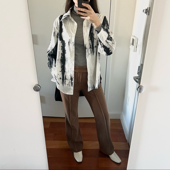 Tie dye black white print button down shirt - Picture 7 of 9